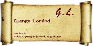 Gyenge Loránd névjegykártya